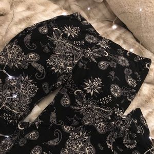 Black Patterned Flare Bottom Leggings